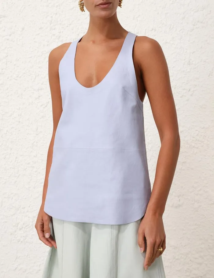 Zimmermann Tops Natura Leather Tank Lilac Blue 8211 Women