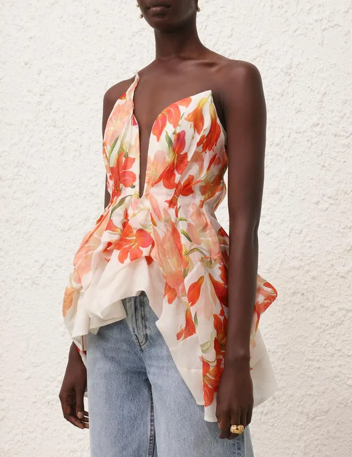 Zimmermann Tops Tranquillity Draped Bodice Red Lily 8211 Women