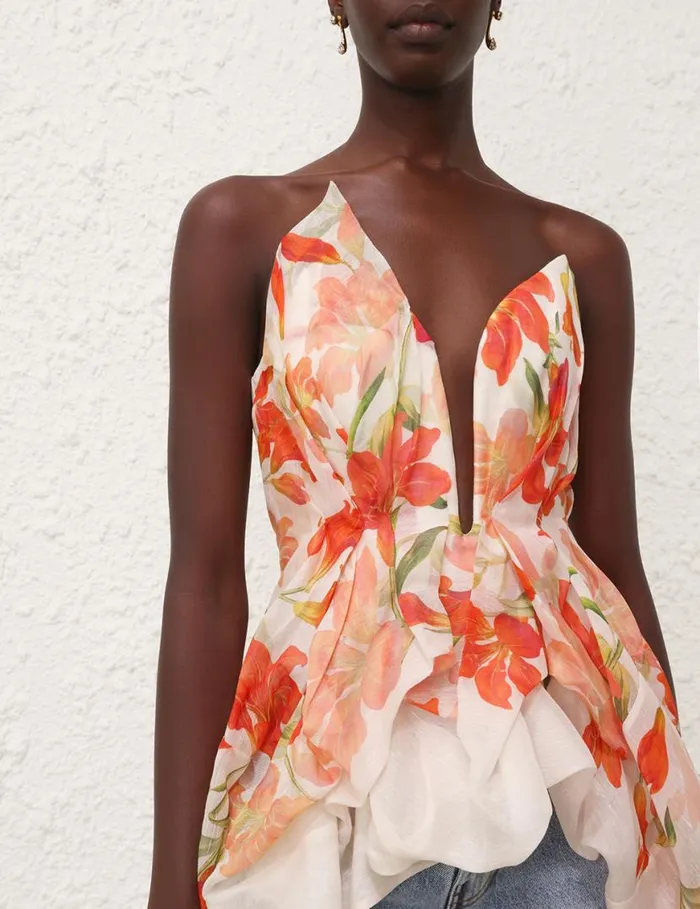 Zimmermann Tops Tranquillity Draped Bodice Red Lily 8211 Women