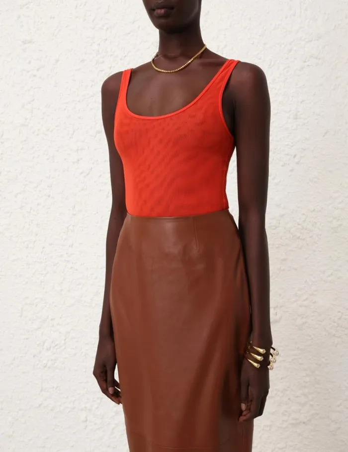 Zimmermann Tops Tranquillity Scoop Bodysuit Tomato 8211 Women